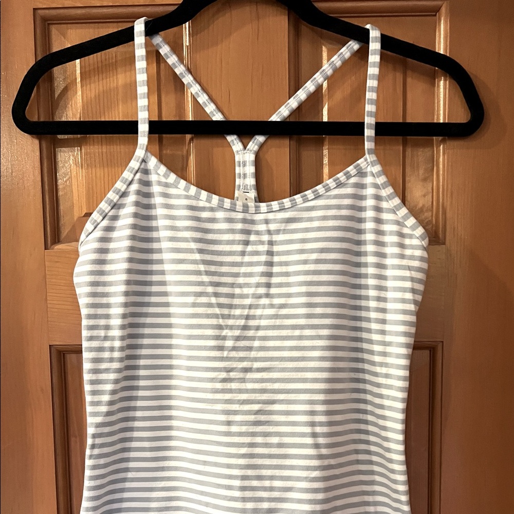Lululemon Gray & White Strip Tank size 8